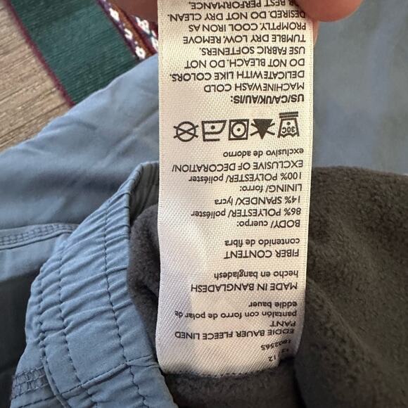 Eddie Bauer Plaid Fleece- Lined Blue Pull On Pants New - Picture 7 of 15